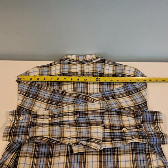 Vince Men's Large 100% Linen Long Sleeve Button Down Plaid Shirt Style M13081062 - Picture 14 of 15